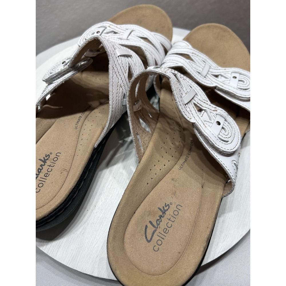 Clarks Women's Size 9.5W Laurieann Dusk White Leather Cushioned EUC - Picture 4 of 8
